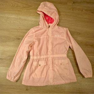 DKNY Pink Fleece-Lined Spring Rain Jacket